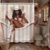 1Pc African Girls Casual Champagne Collection Shower Curtain - With 12 Hooks, Machine Washable, Suitable For Bathroom Decor And