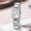 Chic Women's Colorful Gemstone Steel Band Square Watch