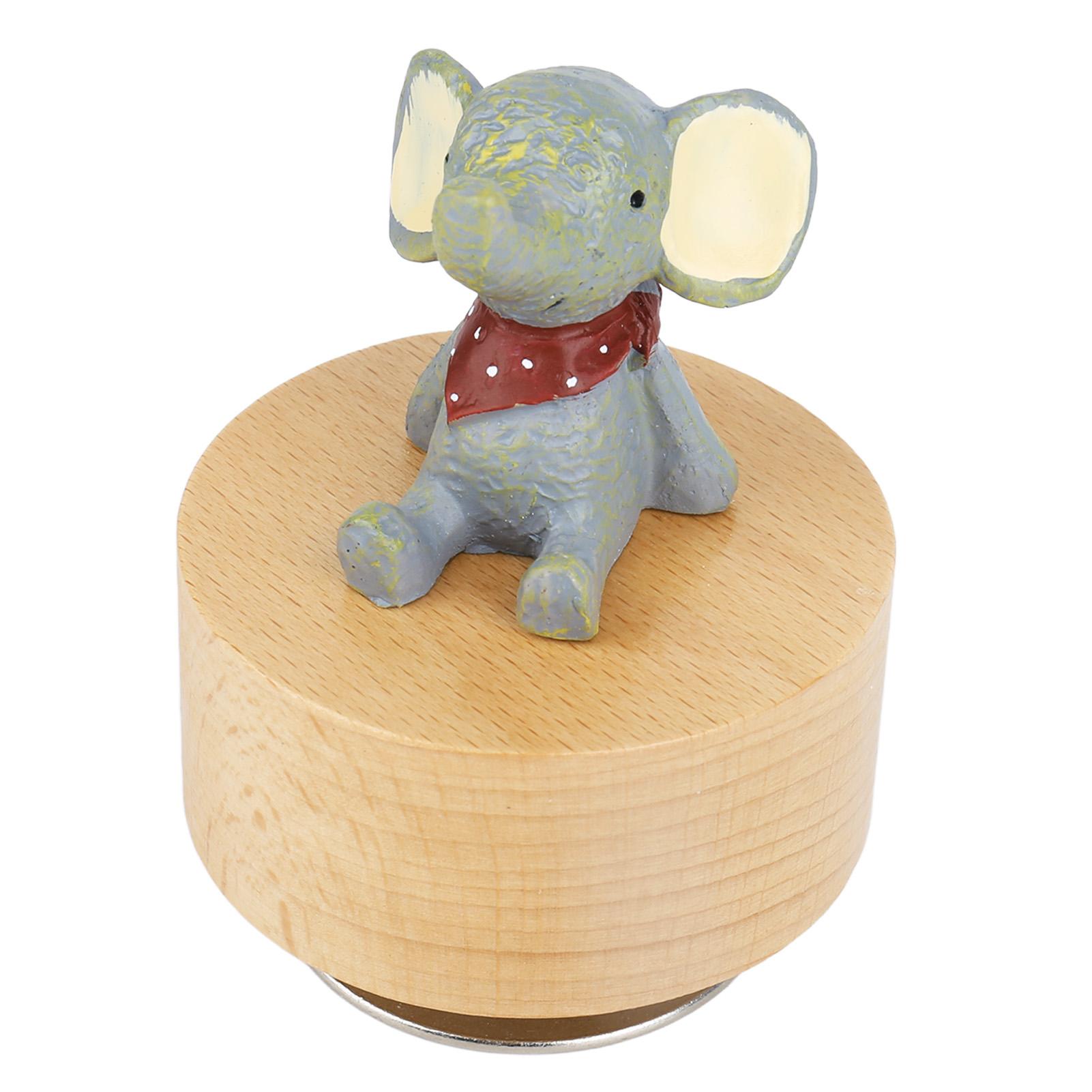 

Music Box Round Shape Animal Style Pleasing Melody Exquisite Durable Wooden Musical Box for Kids
