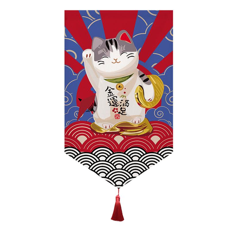 Japanese Short Curtain Doorway Noren Sushi Shop Triangle Flag Kitchen Home Decor Drapes Ramen Restaurant Hanging Half-Curtain