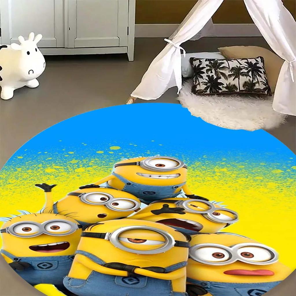 Classic Minions Circular Rug Lovely Character Pattern Round Floor Mat For Children Bedroom Living Room Home Decorative Carpet