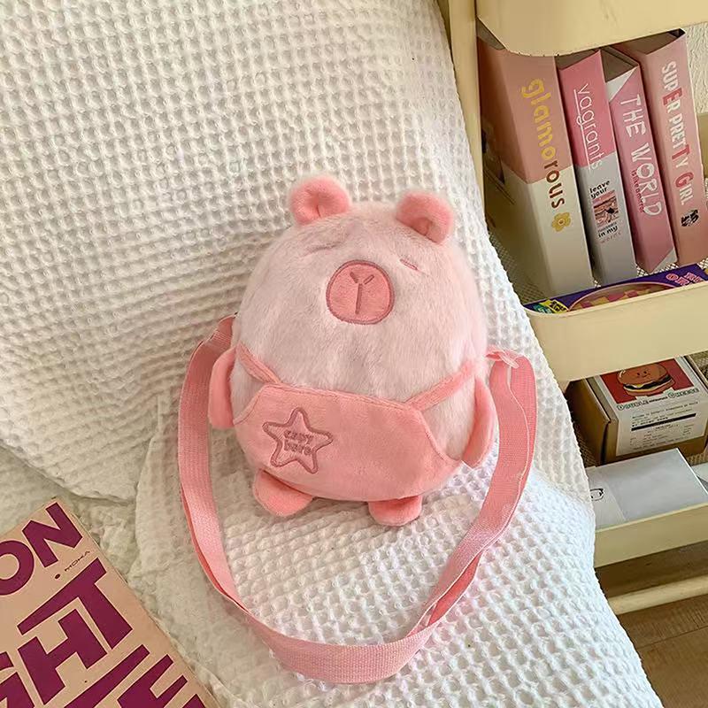 

1 шт. Плюшевая сумка-кроссбоди большой вместимости в виде капибары, мультяшная сумка-рюкзак из хлопка с животным, парная сумка