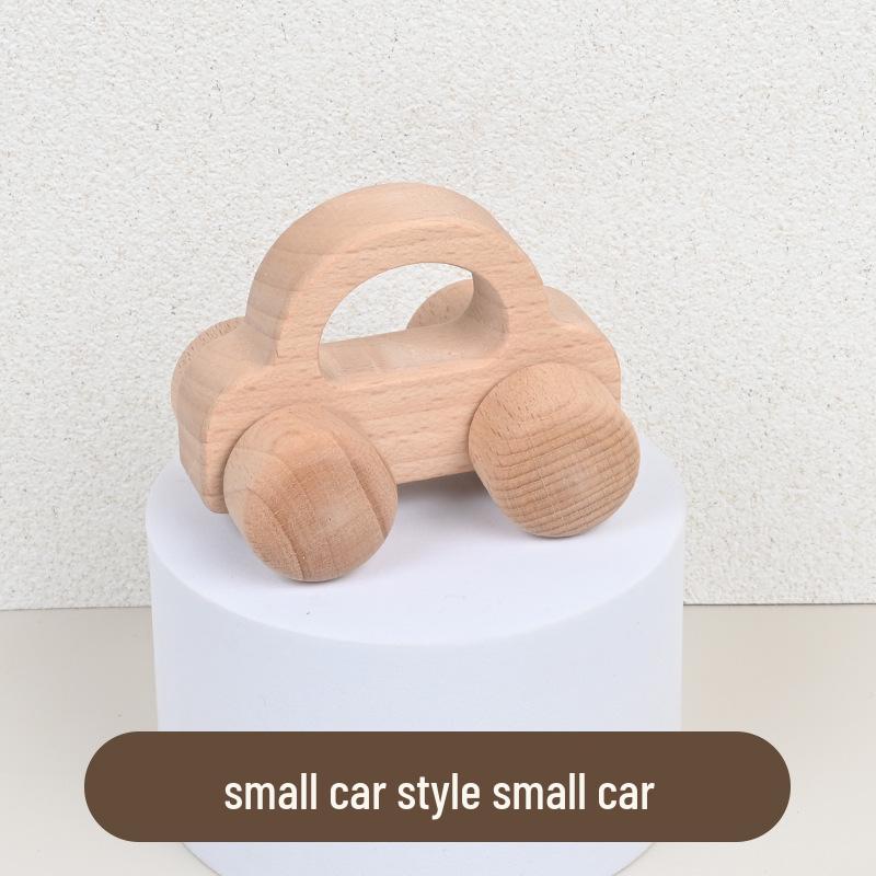 Beech Wood Toy Car - Original Inertia Push Car for Infants, Grasping Training, Solid Wood, Safe for Teething, Educational