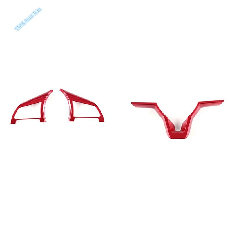Auto Steering Wheel Button Sticker Cover Trim ABS For Nissan Rogue T32 / X-Trail 2017 -  Red / Carbon Fiber Look Accessories