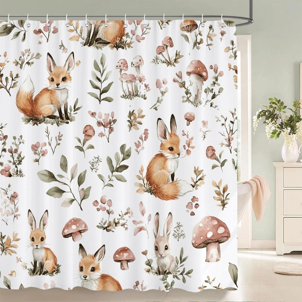 JY01Beautiful Flowers Shower Curtain Bathroom Waterproof Shower Curtain Leaves Plant Printing Curtains for Bath Shower With Ho@1
