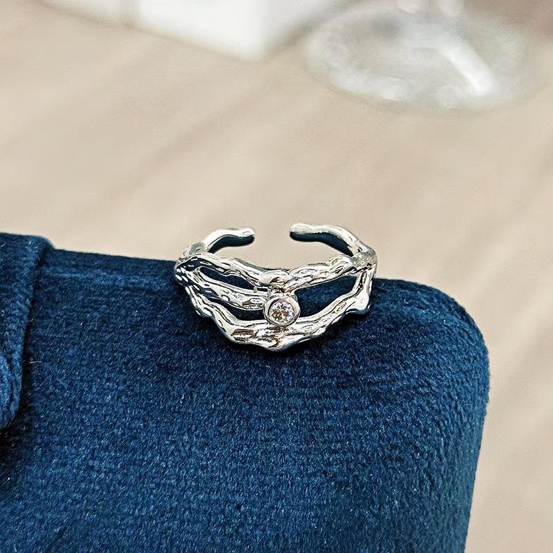 

Heart Broken Diamond Light Luxury Geometric Lines Zircon Ring Women S Luxury Niche Premium Sense Stacked Index Finger Ring Adjustable opening
