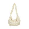 Women Quilted Tote Bag Solid Color Large Capacity Soft Puffer Handbag Portable Lightweight Crossbody Bag
