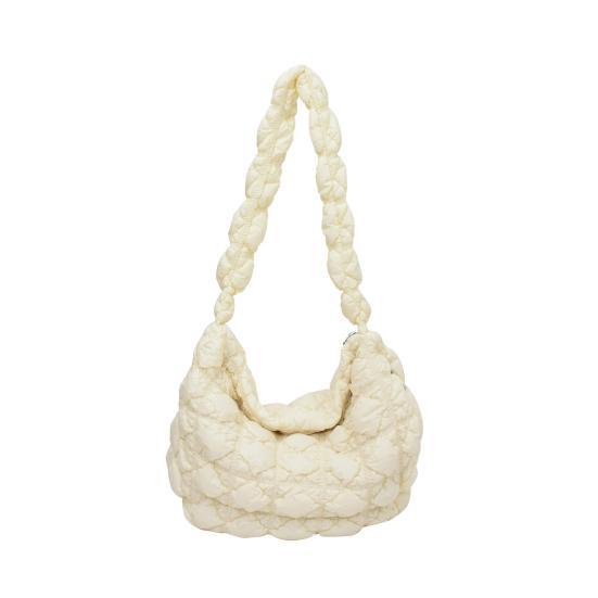 Women Quilted Tote Bag Solid Color Large Capacity Soft Puffer Handbag Portable Lightweight Crossbody Bag