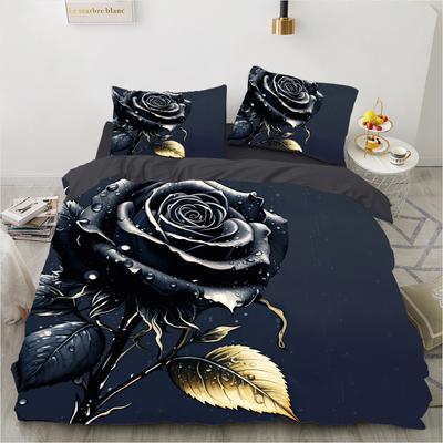 Rose Pattern 3d Printing (three-piece Set) Single Double Queen Quilt Cover Pillowcase Bedding Set