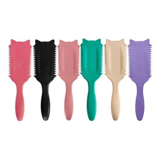 Cat Ear Curl Defining Brush Scalp Massage Reduces Frizz Anti-static Hair Comb Portable Men Women Hair Volumizing Detangling Bristles Brush