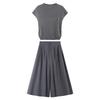 Women's Elegant Knit T-shirt & Wide-Leg Pants Set
