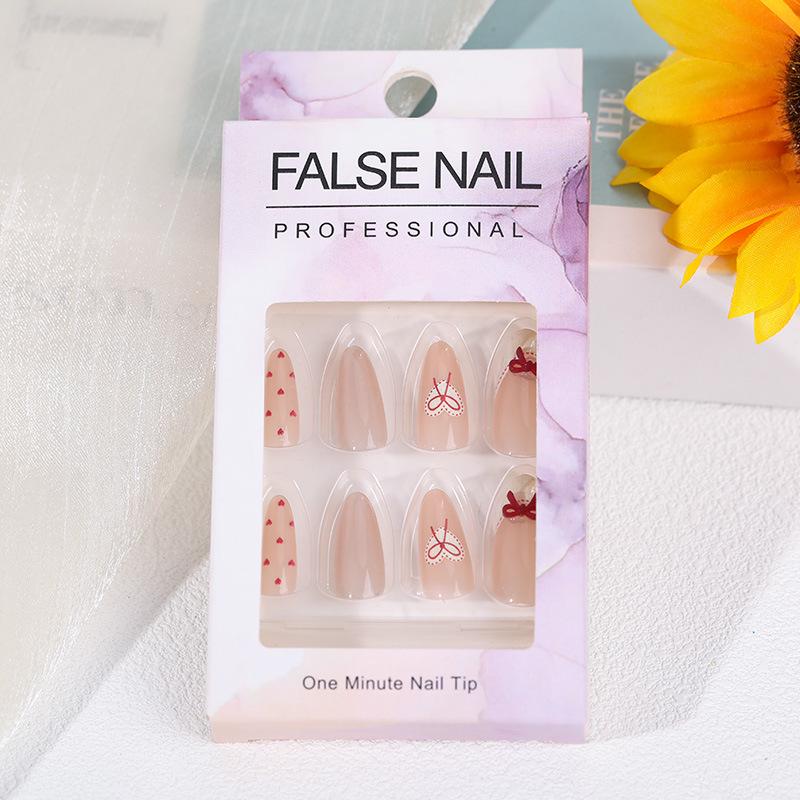 2026 Stylish Medium-Length Wearable Flower Nail Tips - High Quality, Handmade Detachable Nail Art for Students