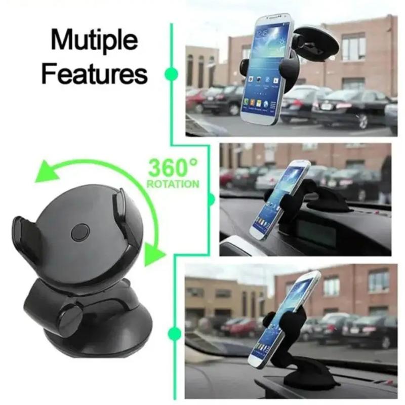 360° Car Phone Holder with Suction Cup – Universal Smartphone & GPS Clamping Mount for iPhones & All Devices