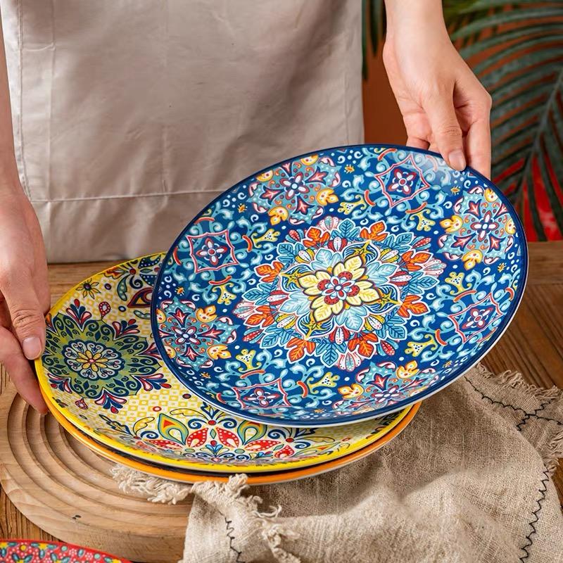 6.5in/8in/10in Ceramic Plates Egg Plate Bone Disc Western Steak Main Course Plates Shallow Flat Plates
