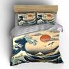 Classic Japanese Great Wave And Peaks Print Bedding Set 1 Duvet Cover 2Pillowcases For Adult And Children Luxury Gift Full Size