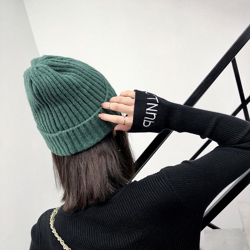 Hat Women's Autumn and Winter Versatile Solid Color Casual Student Knitted Wool Hat New Thermal Hat