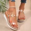 Large size muffin platform shoes women's summer new round head open toe hollow casual wedge slippers