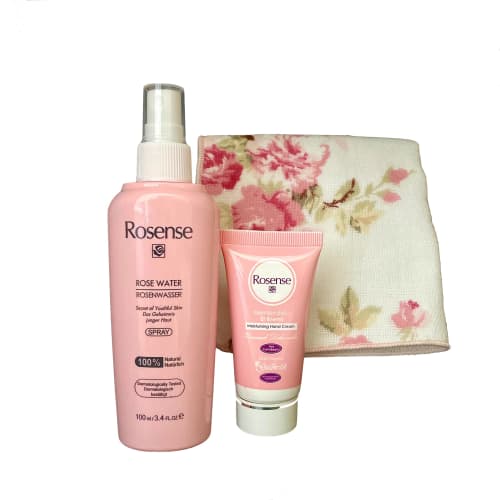 

[Gift Box] Rosense Rose Water 100ml, Hand Cream 20ml, and Rose Handkerchief Set