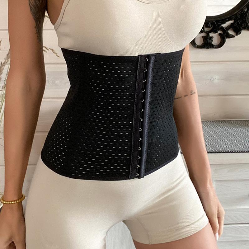 Belly Belt Women's Waist and Abdomen Breathable Hollow Plastic Belt Three-row Buckle Body Shaping Clothing Sports Body Shaping Waist Belt