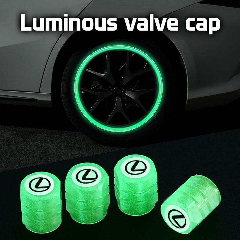 4Pcs Luminous Car Tire Valve Caps Dust-proof Covers Decoration For Lexus F SPORT ES RX NX LS UX LM LX GX LC RZ IS CT GS RC HS SC
