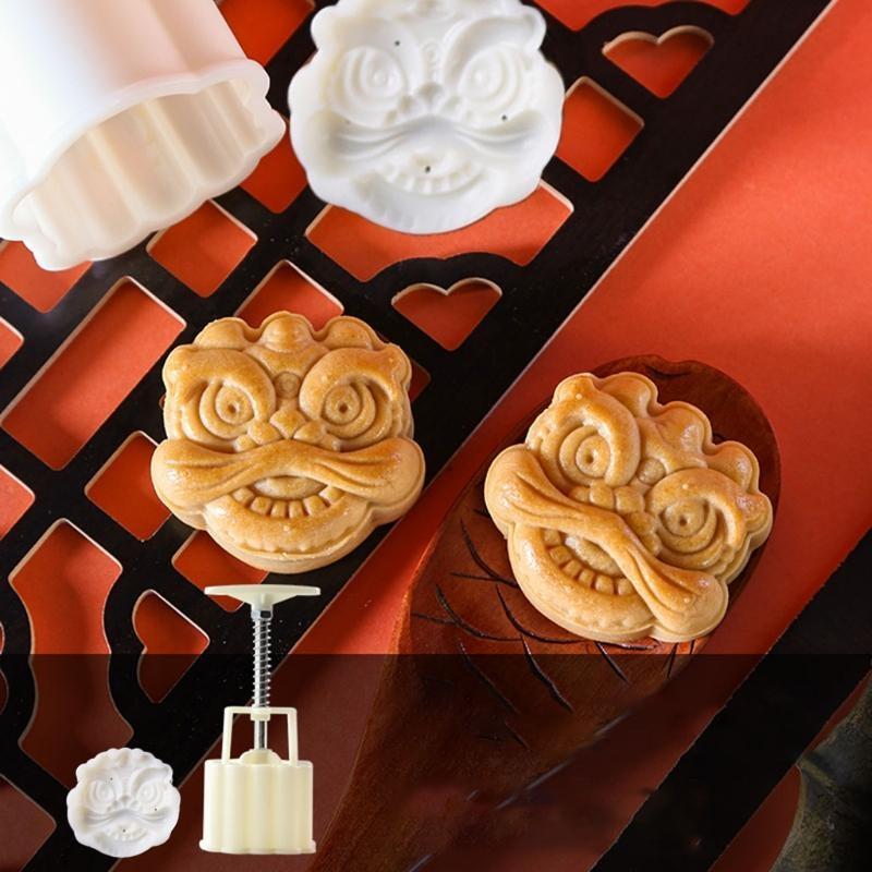 Plastic Mooncake Mold 75g Lion Stamps Biscuit Cookie Cutter Mould DIY Fondant