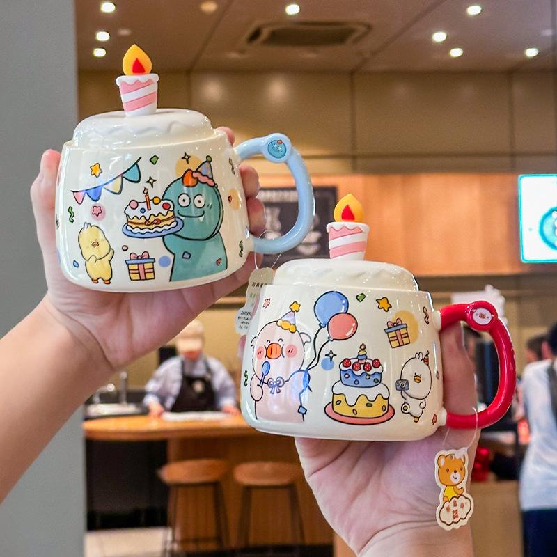 Birthday gift, cute ceramic mug, children's water cup, gift box for girlfriends, practical souvenir