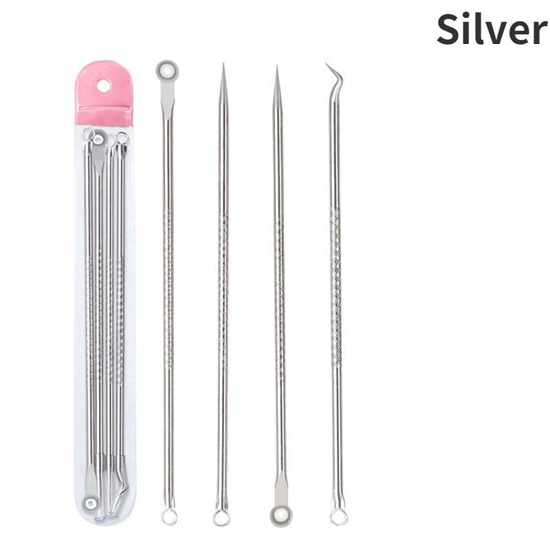 4pcs/set Stainless Steel Blackhead Comedone Acne Corrector Remover Extractor Skin Care Pore Cleaner Needles Remove Tools LM