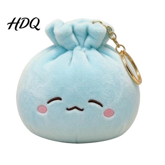 Cute Schoolbag Accessory Bun Plush Keychain Soft Macaron Color Bag Charm Stress Charm for Backpacks Relief Toy with Metal Ring And Keys Holiday