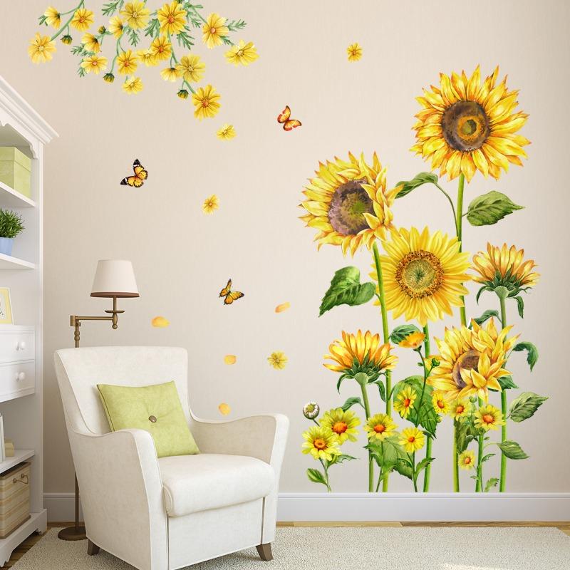 Sunflower Home Wall Paste Bedroom Living Room Sofa Corner Background Wall Decoration Wallpaper