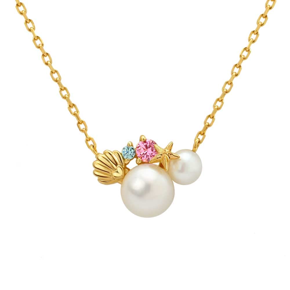 

925 Silver Necklace Freshwater Pearl Cubic [Disney] (Gold Coating) (VPCDN70000) золотий