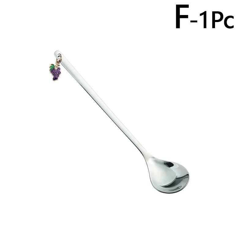 Edelstahllöffel Rührlöffel mit Fruchtanhänger Kaffeemischlöffel Dessertlöffel Tischdeko Partygeschenk Küchenwerkzeug