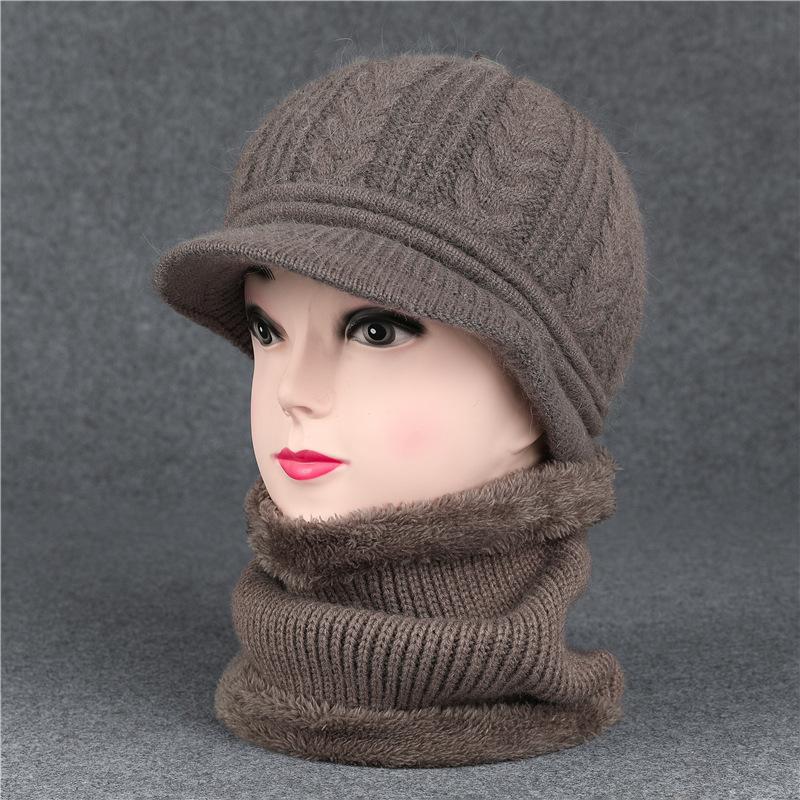 Duck Tongue Old Man Hat Female Grandma Autumn Winter Rabbit Wool Hat Knitted Thermal Basin Hat Middle-Aged And Elderly Mother Velvet