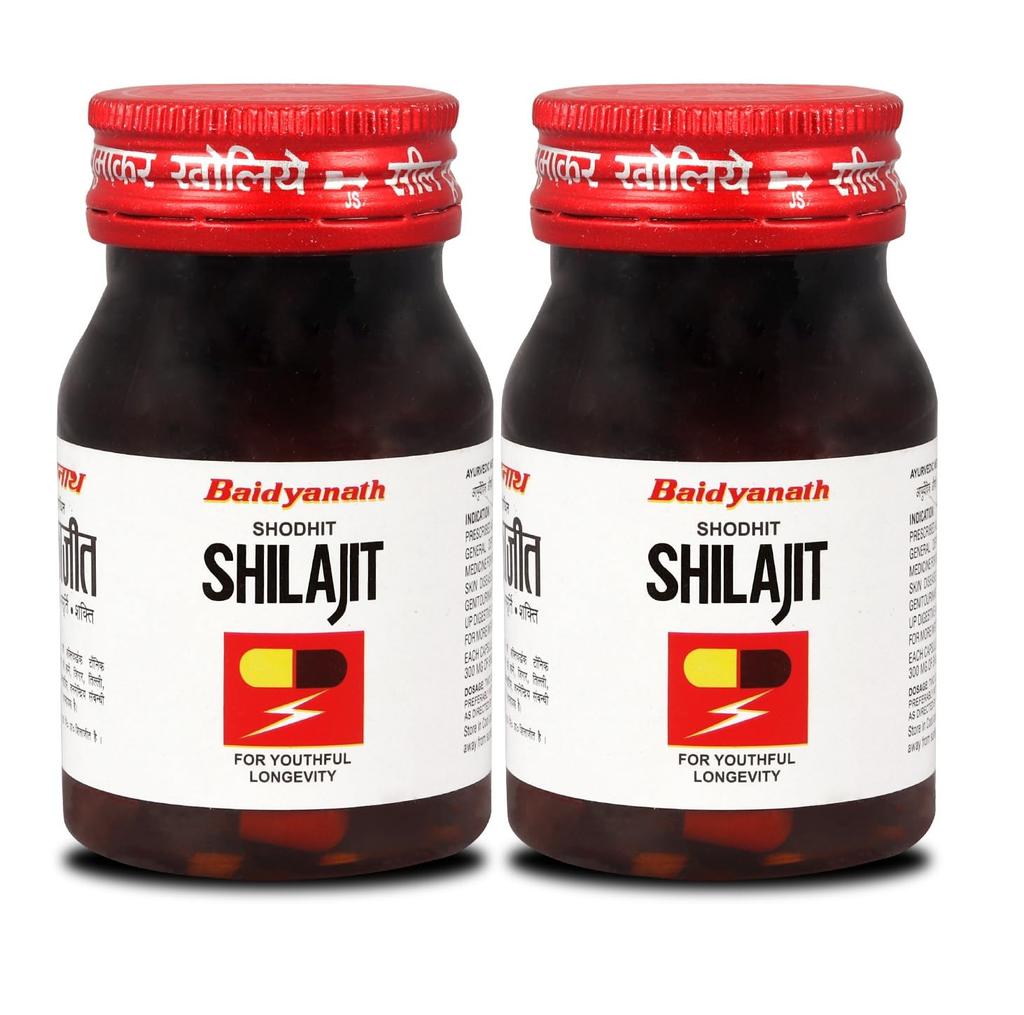 Baidyanath Shodhit Shilajit Capsules Pack of 2 X 30 Caps for Energy Immunity and Overall Wellbeing