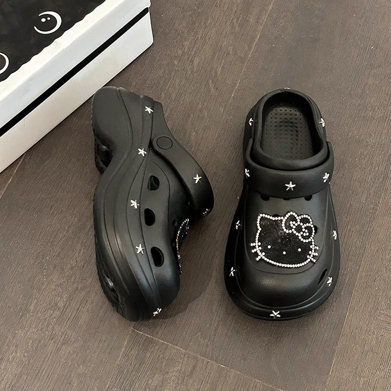 Casual EVA sandals cartoon kitten thick-soled hole shoes summer fashion heightening comfortable non-slip bag head cool slippers