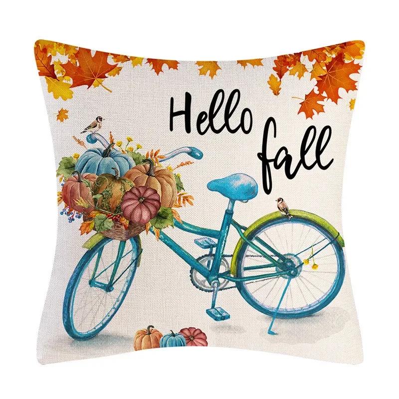 45X45cm Happy Thanksgiving Cushion Cover Fall Home Pumpkin Decorative Throw Pillows Sofa Cushions Maple Leaf Pillowcase 2023 New