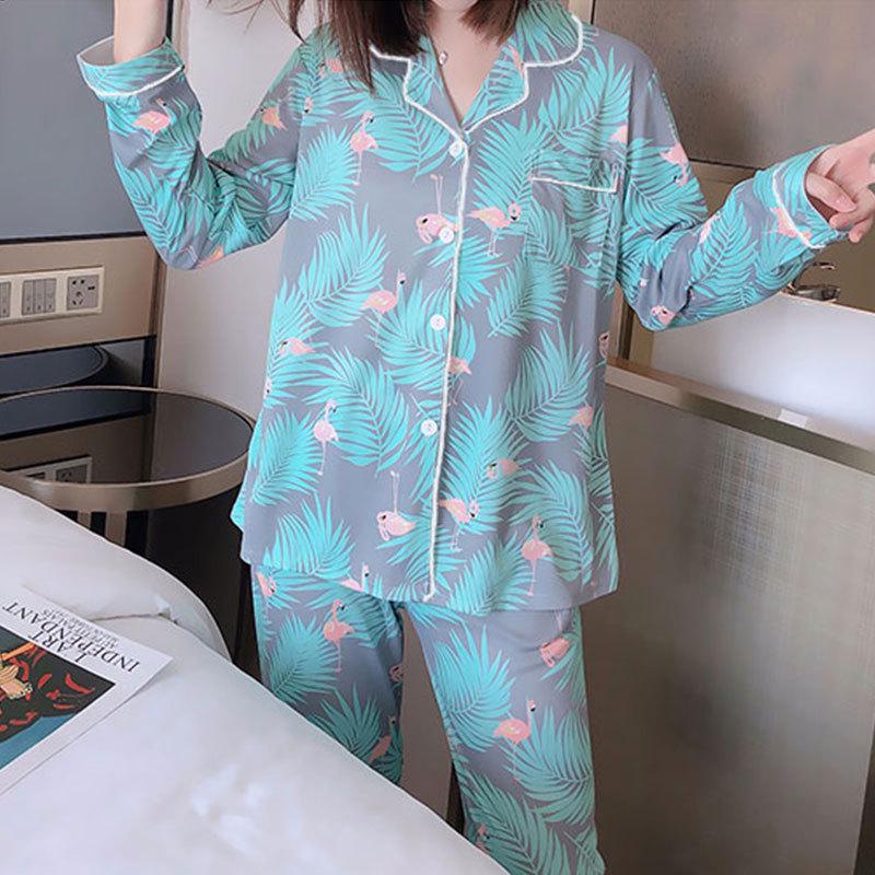 Breathable Long Sleeve Women’s Pajamas - Spring & Autumn Imitation Cotton Homewear Set