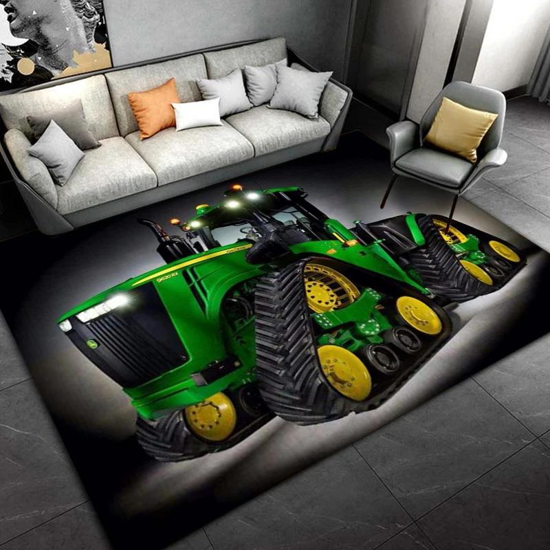 Car Tractor Series Pattern Truck Area Rug,Carpet Rug for Home Living Room Bedroom Sofa Doormat Decor,kids Non-slip Floor Mat 3D