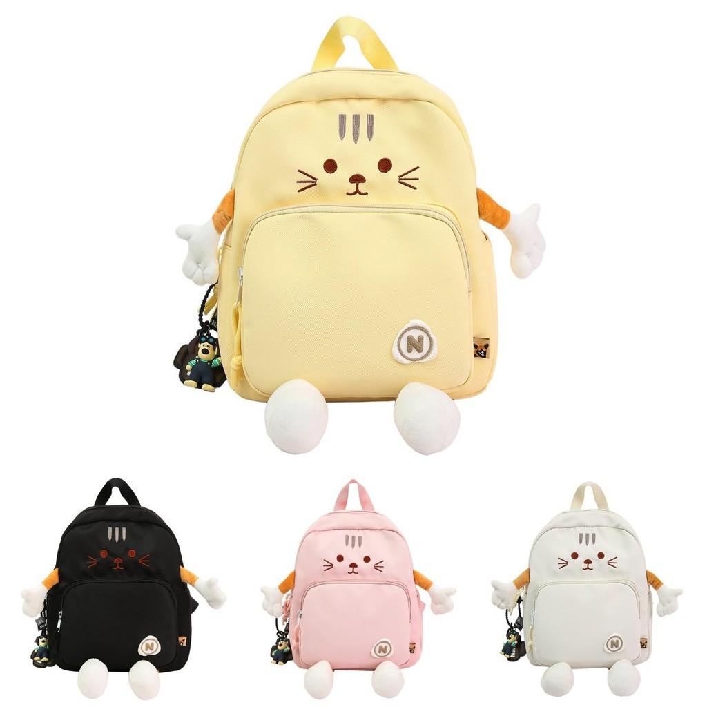 Little Cat Cartoon Backpack With Breathable Nylon Material For School And Casual Use
