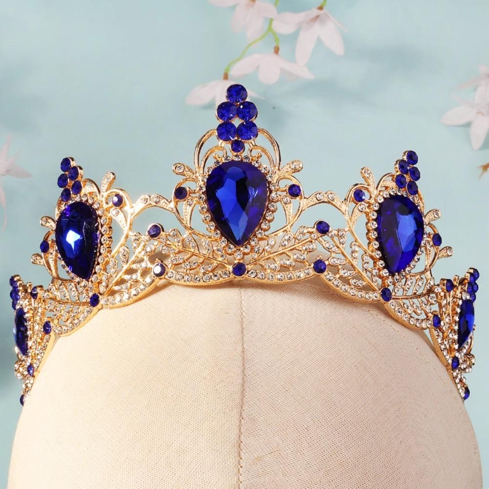 Metal Baroque Crown Luxury Rhinestone Crown Fashion Princess Tiara  Women Girls