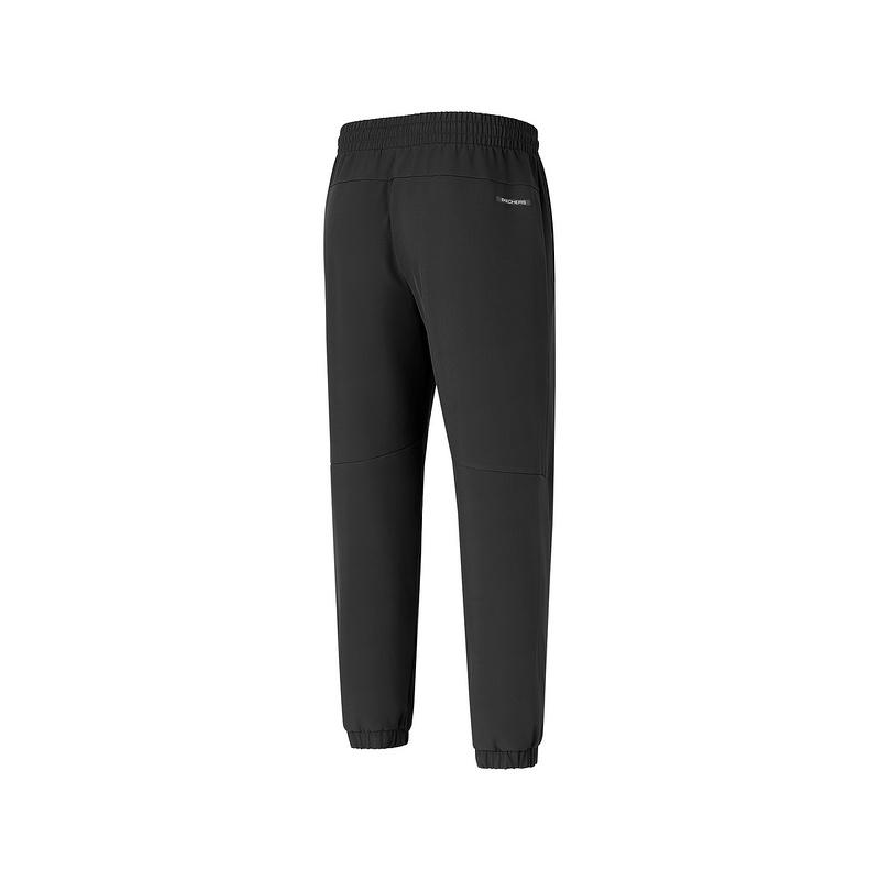 Skechers Basic Sports Series Mid-Rise Breathable Cuffed Knit Joggers Men Bottoms Carbon-Black P424M079-0018