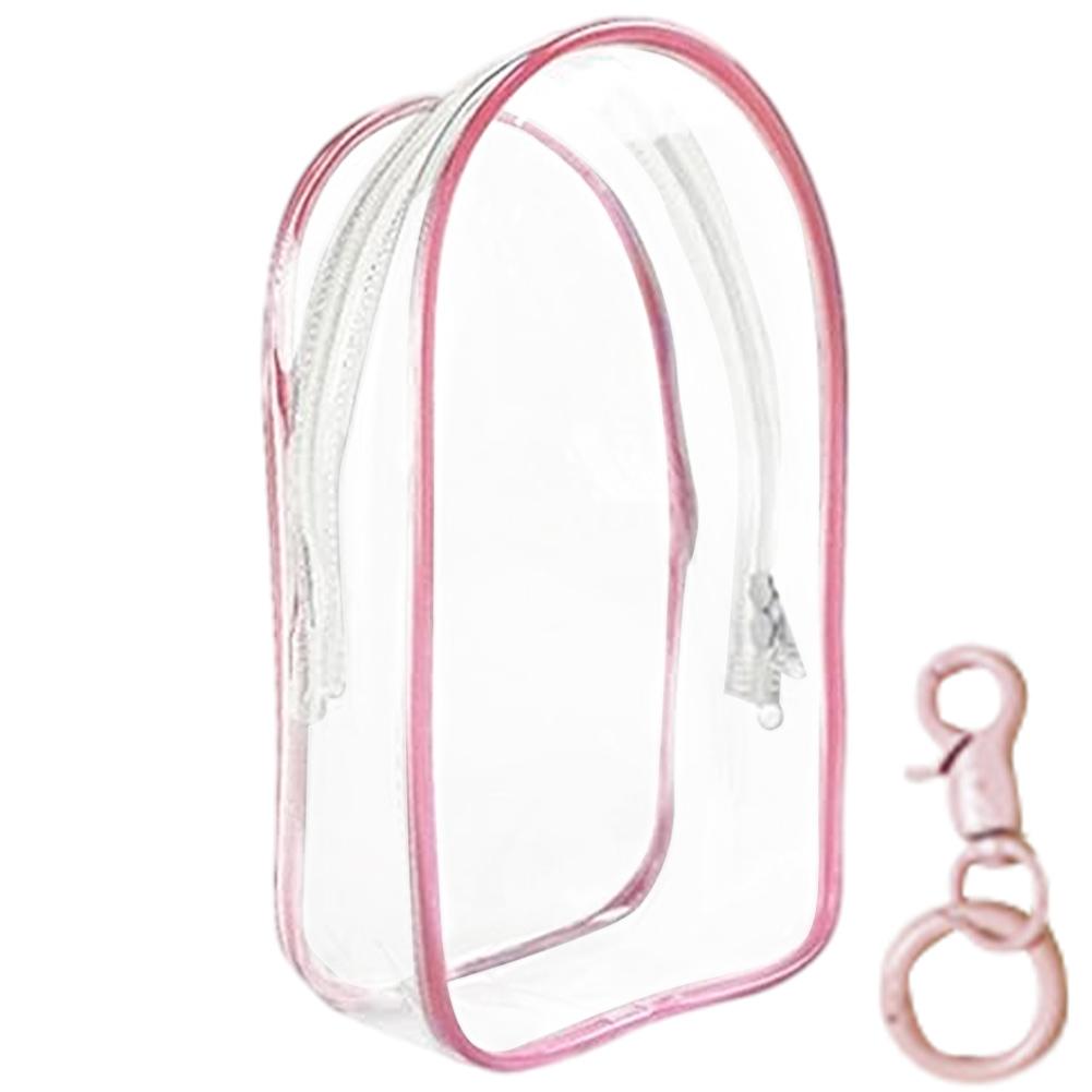 Clear Figure Display Bag PVC Doll Bag with Keychain Mini Doll Hanging Bag Multifunctional Zipper Closure for Lipstick Charms