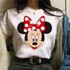 2025 Mickey Tshirt Y2k Minnie Mouse Hat Print Cotton Comfort T-shirt Women Fashion T Shirt Female Clothes Kawaii Disney T Shirt