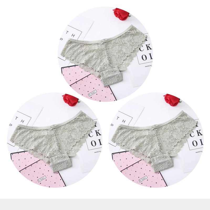 Panties for Woman Sexy Lace Breathable Female Underwear Panty Transparent Brief Girl Underpants Set M-XXL 3 Pcs/lot