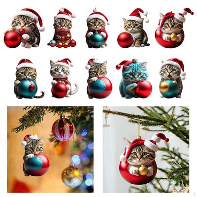Christmas Cat Ornaments Mini Kitten Hanging Decorations Birthday Gift Xmas Decoration for