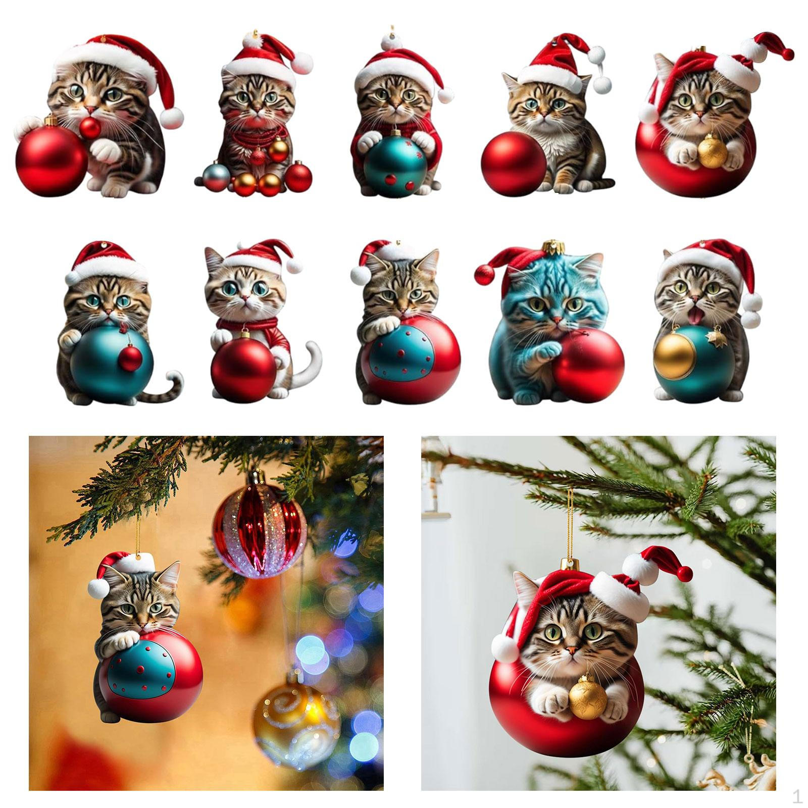 

Christmas Cat Ornaments Mini Kitten Hanging Decorations Birthday Gift Xmas Decoration for
