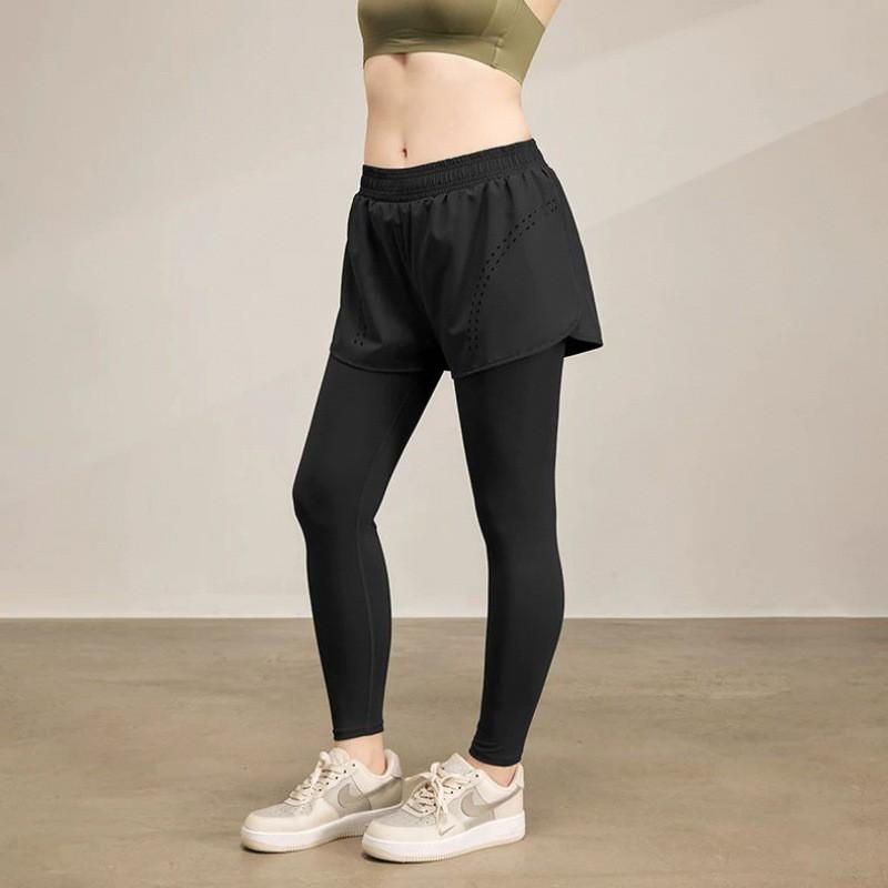 Womens High-Waisted Seamless Running Leggings With Pockets Quick-Dry Stretch Yoga Pants Gym Fitness