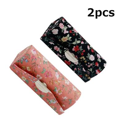 2 Stück Blumen Lippenstifthalter Retro Blumenmuster Lippenstift Organizer mit Spiegel Kosmetik