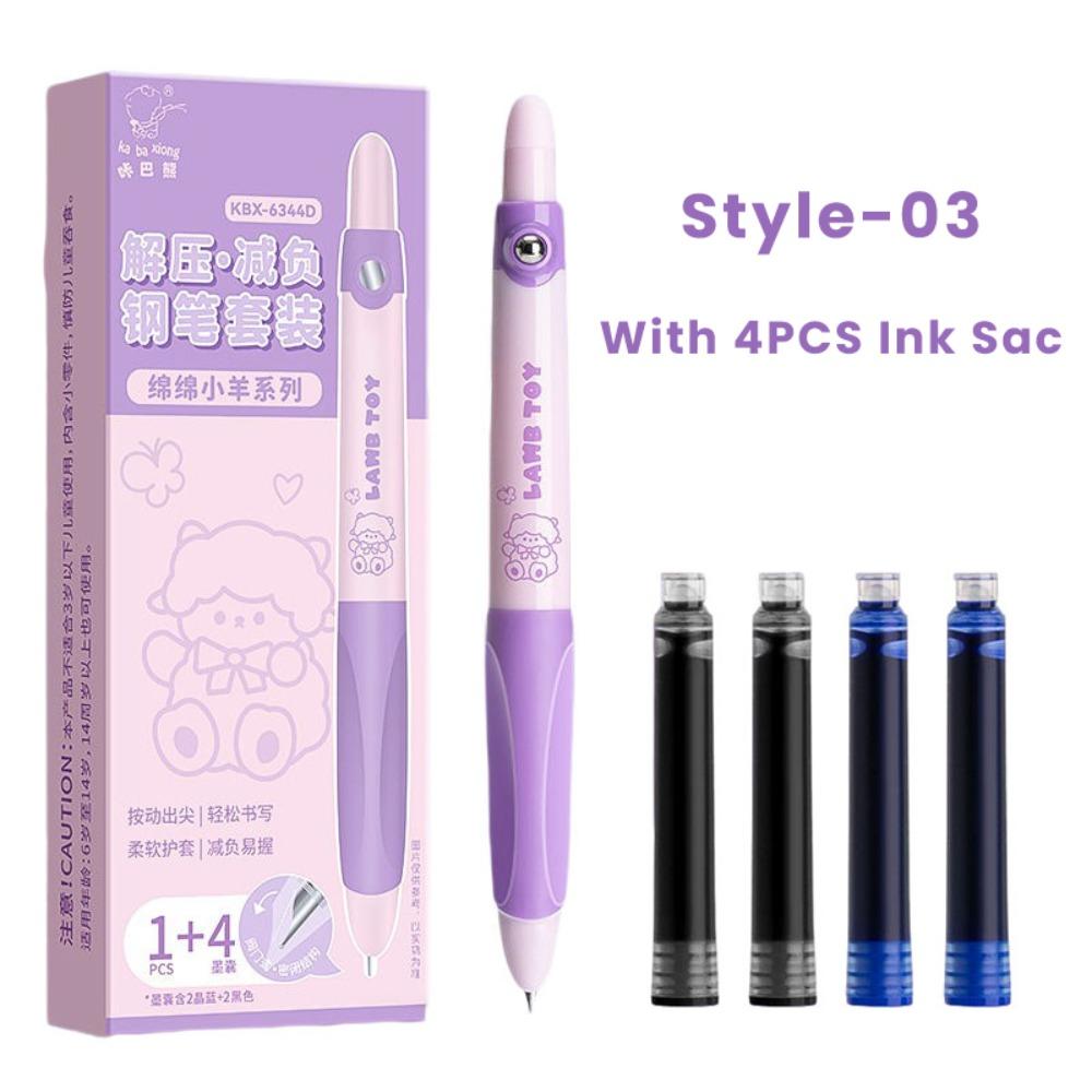 New Cartoon Fountain Pen Replaceable Ink Sac Gel Pen Grip Posture Correction Neutral Pen Replaceable Ink Sac Pens