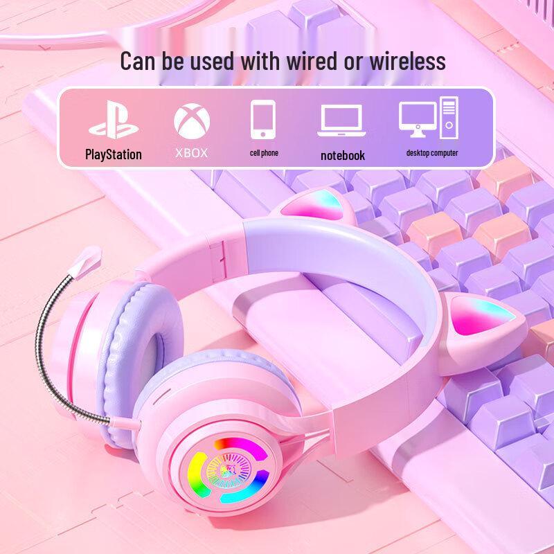 OIMG Luminous Cat Ear Wireless Headset