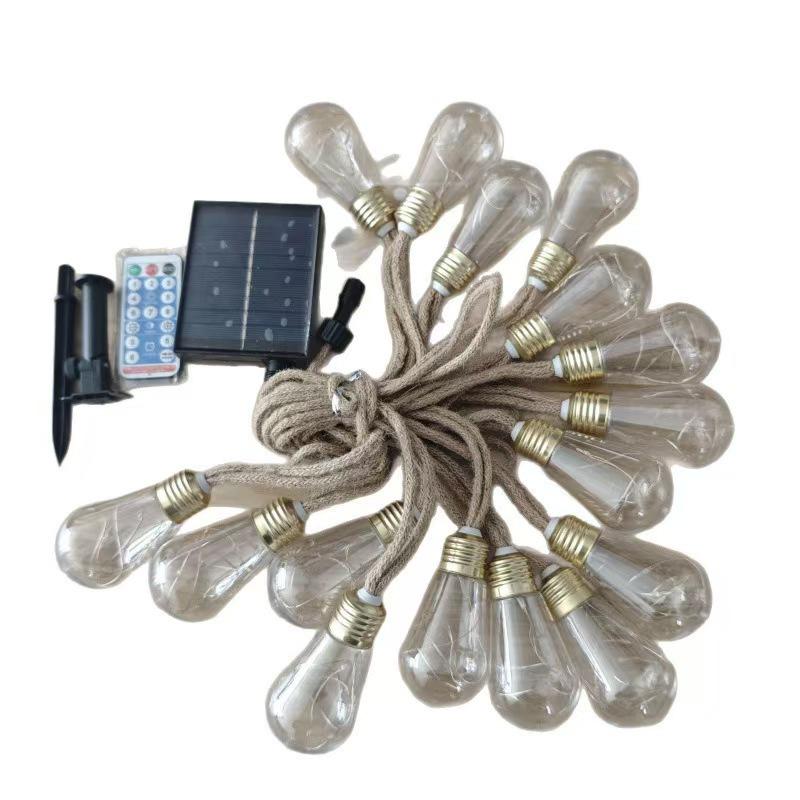 Waterproof Solar Jute Rope Light: Copper Wire Garden Lamp for Outdoor Atmosphere